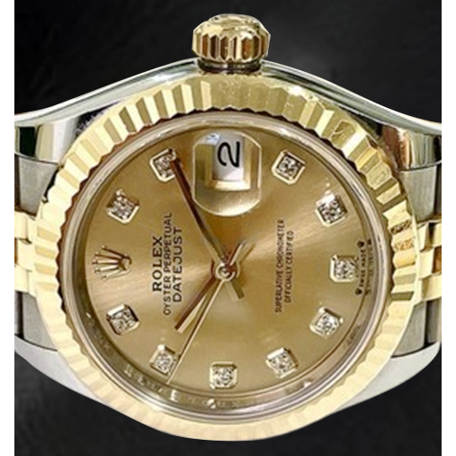 Rolex Datejust 28 mm Champagne Diamond Dial 2010 Model Two Tone Watch