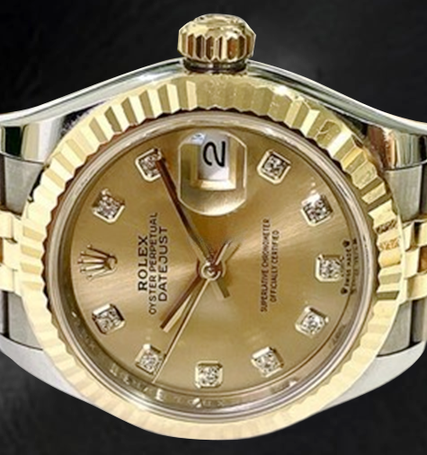 Rolex Datejust 28 mm Champagne Diamond Dial 2010 Model Two Tone Watch