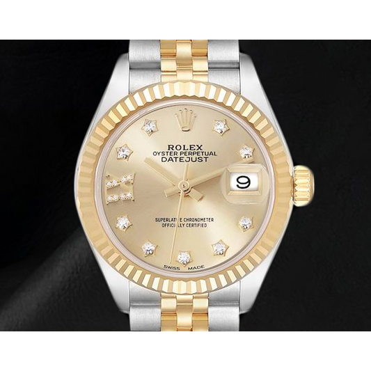 Rolex Datejust 26 mm Champagne Diamond Dial Ladies Watch 179173