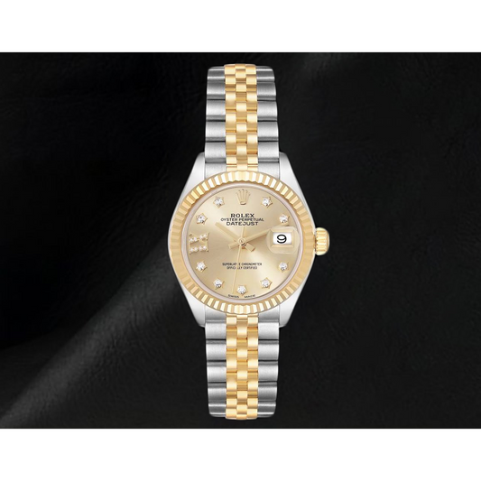 Rolex Datejust 26 mm Champagne Diamond Dial Ladies Watch 179173