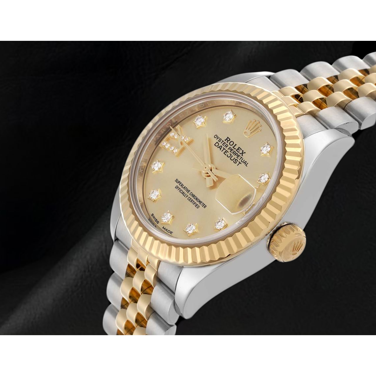 Rolex Datejust 28 mm Champagne Diamond Dial Ladies Watch 279173