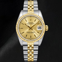 Rolex Datejust 6824 31mm Champagne Stick Roman Dial Two Tone Watch
