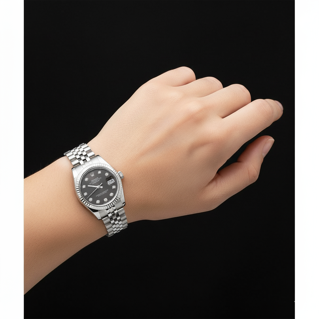 Rolex Datejust 31 Grey Natural Earth Mined Diamond Dial Stainless Steel Men's Watch P4