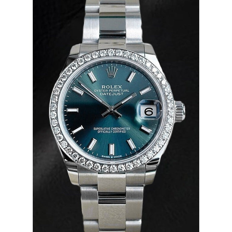 Rolex Datejust 31 Natural Earth Mined Diamond Mint Green Stainless Steel Women's Watch