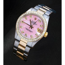 Rolex Datejust 31 mm Pink Mother Of Pearl Diamond Dial Two Tone Oyster Bracelet Watch