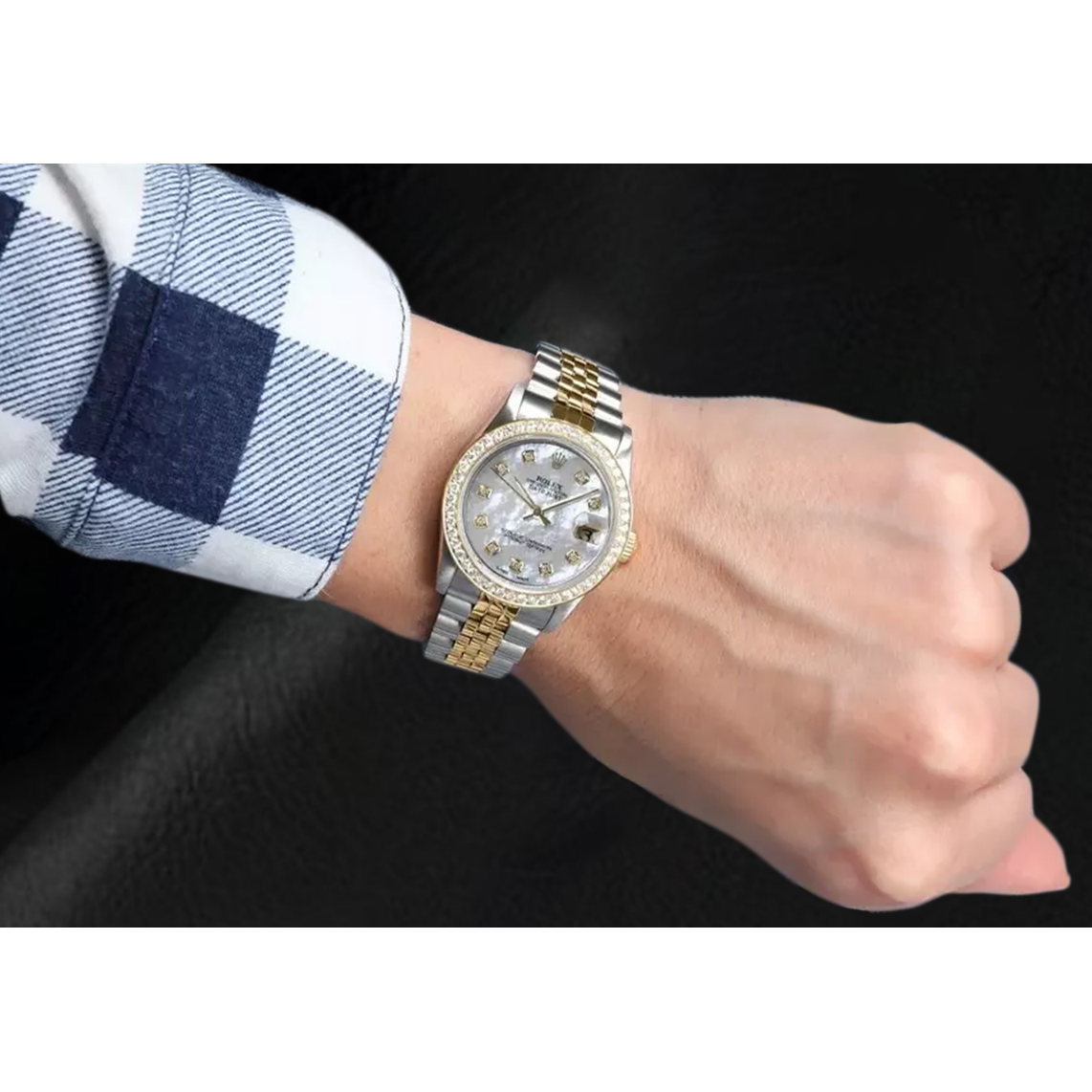 Rolex Datejust 31 mm White Mother Of Pearl Diamond Dial Two Tone Watch