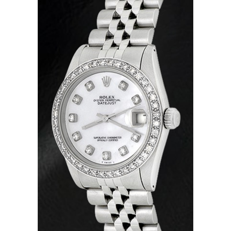 Rolex Datejust 31 mm White of Mother of Pearl Diamond Dial Stainless Steel Watch