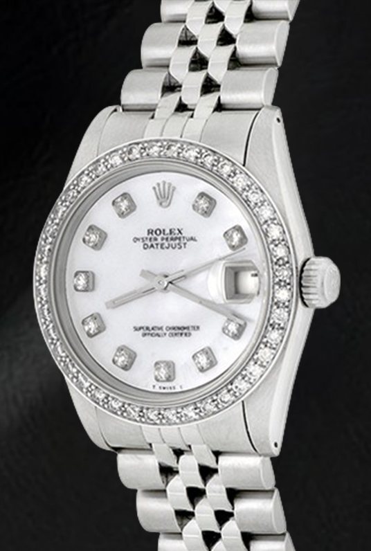 Rolex Datejust 31 mm White of Mother of Pearl Diamond Dial Stainless Steel Watch