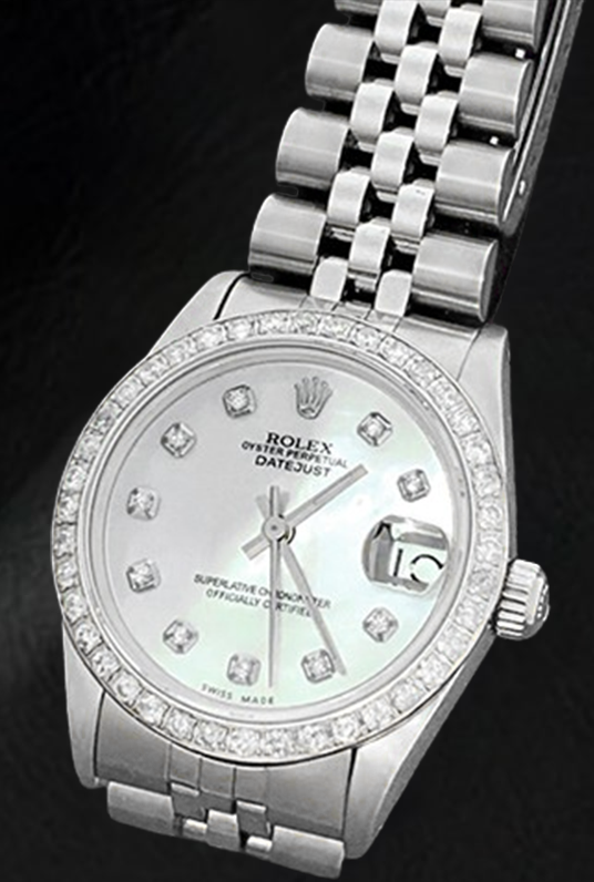 Rolex Datejust 31 mm White of Mother of Pearl Diamond Dial Stainless Steel Watch