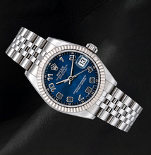 Rolex Datejust 31mm 178274 Blue Arabic Dial White Gold Fluted Bezel Watch