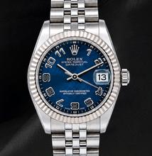 Rolex Datejust 31mm 178274 Blue Arabic Dial White Gold Fluted Bezel Watch