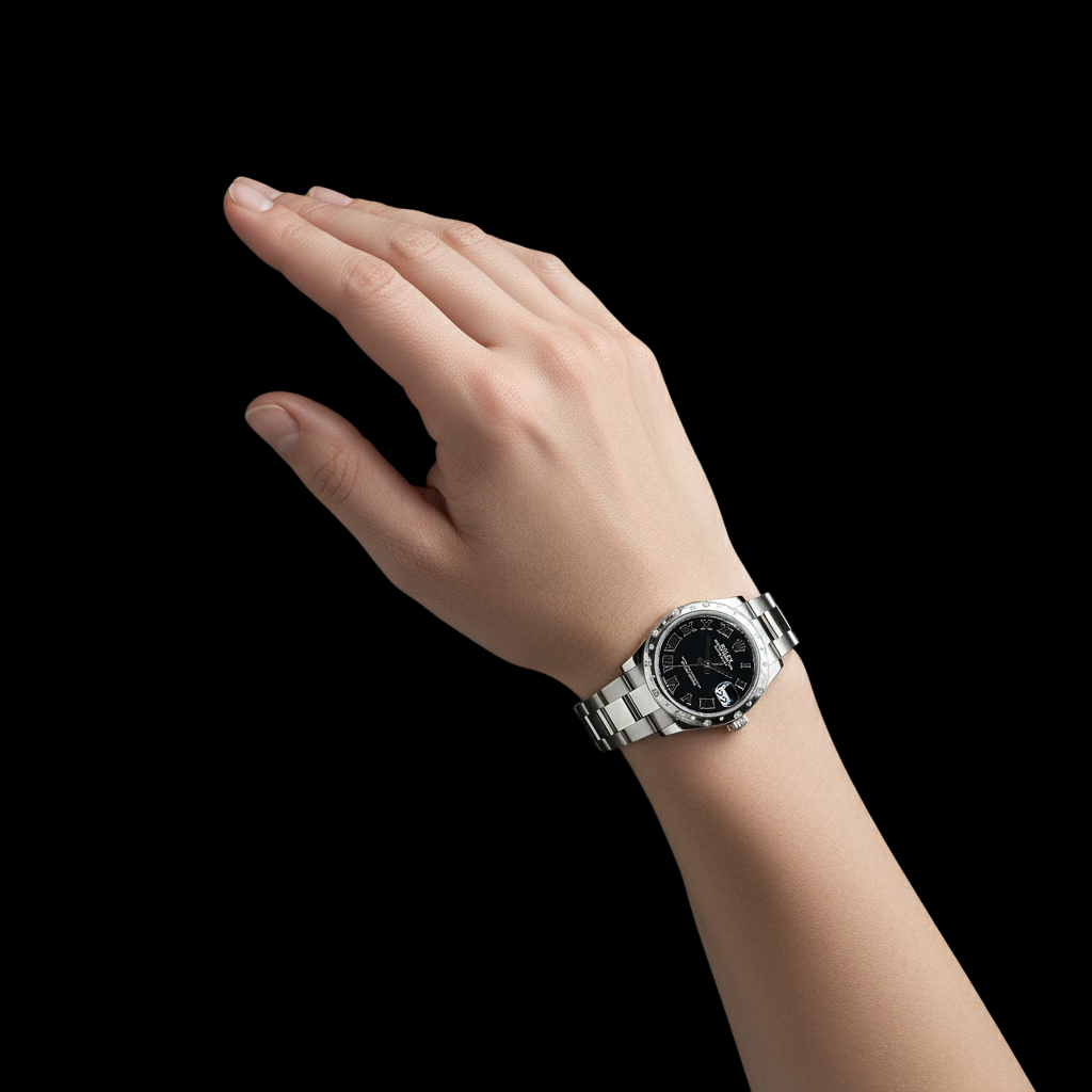 Rolex Datejust 31mm Black Roman Diamond Stainless Steel Women's Watch