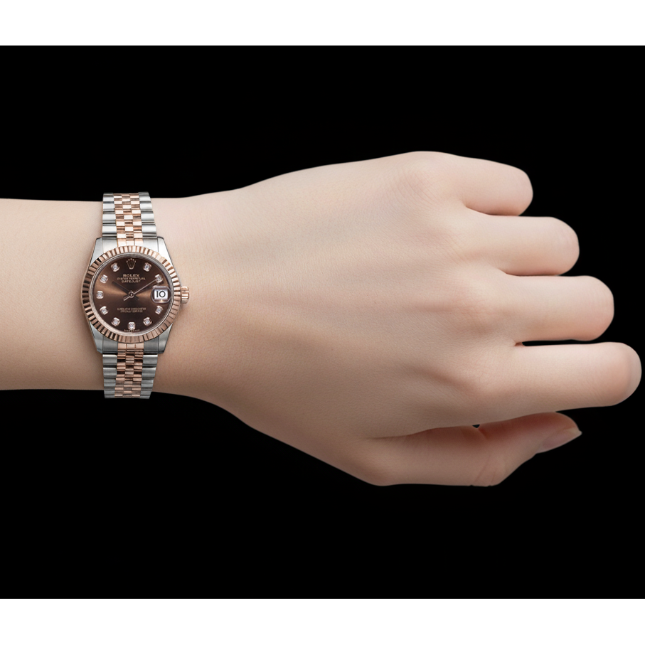 Rolex Datejust 31mm Brown Diamond Gold and Steel Watch