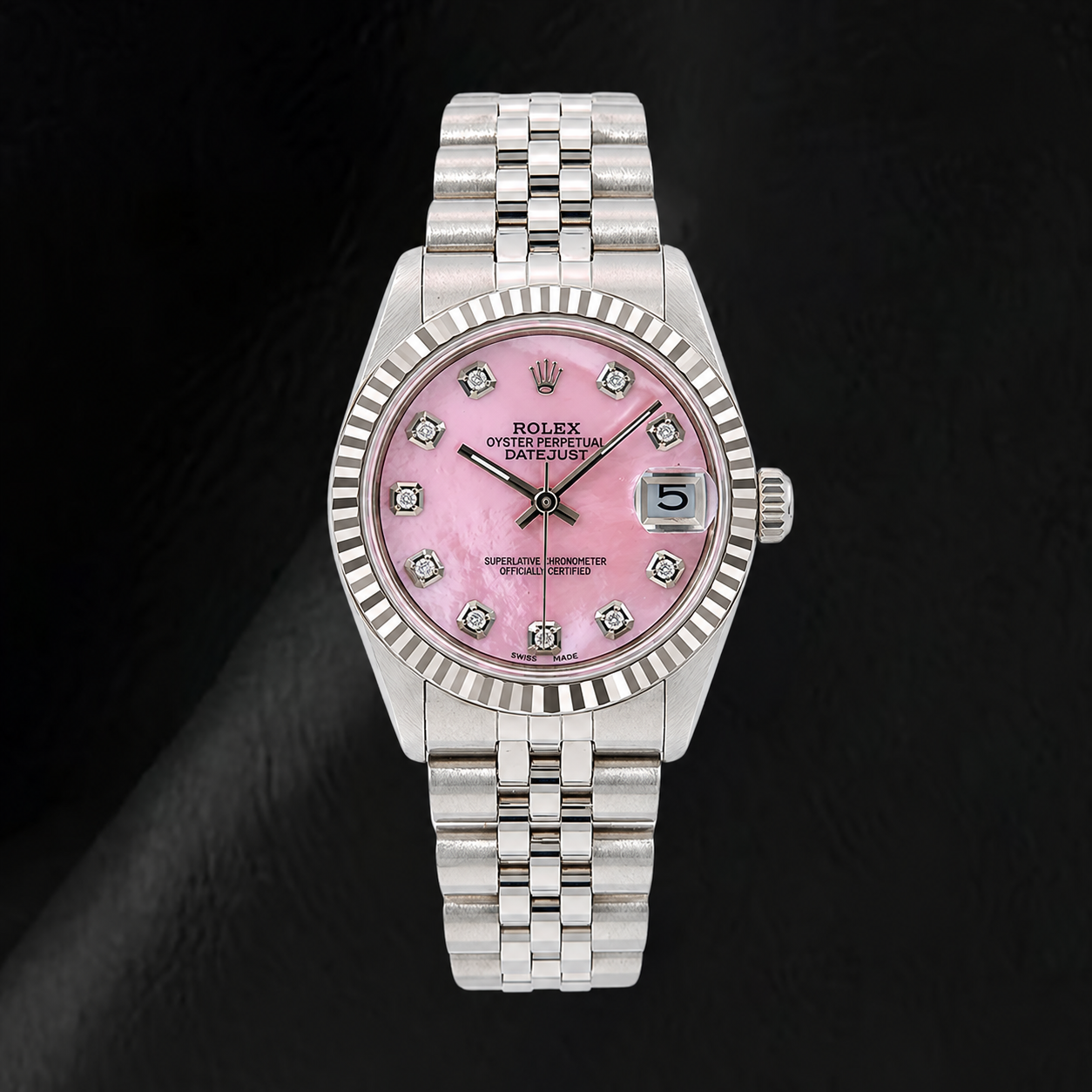 Rolex Datejust 31mm Pink Mother of Pearl Diamond Dial Stainless Steel