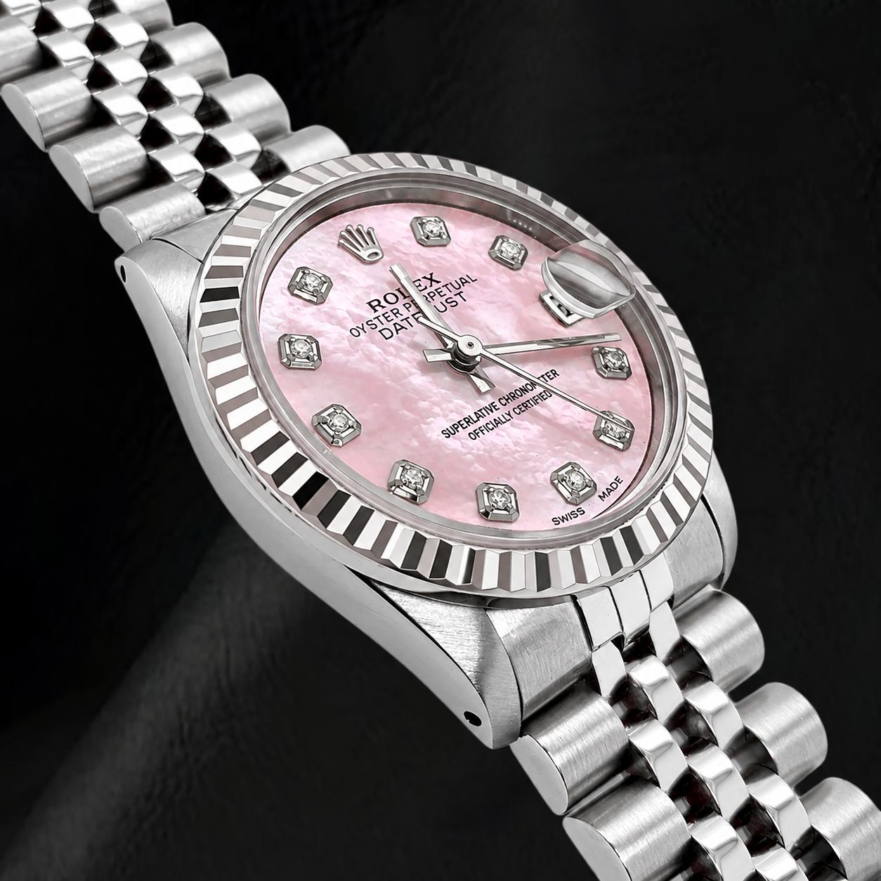 Rolex Datejust 31mm Pink Mother of Pearl Diamond Dial Stainless Steel