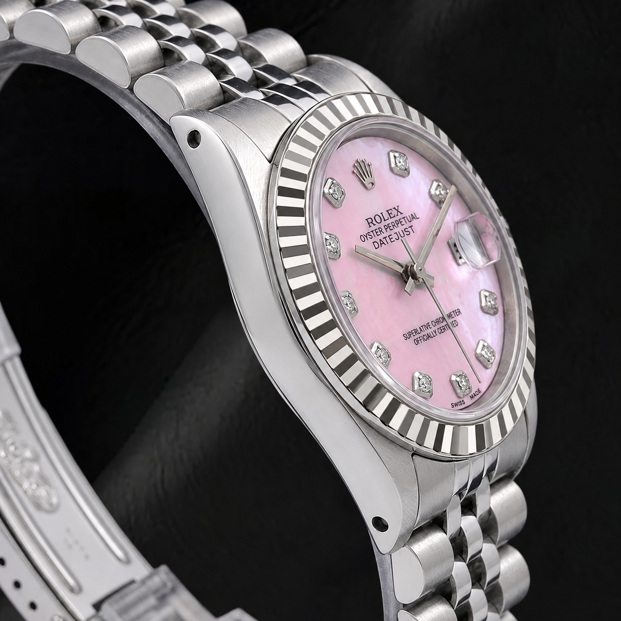 Rolex Datejust 31mm Pink Mother of Pearl Diamond Dial Stainless Steel