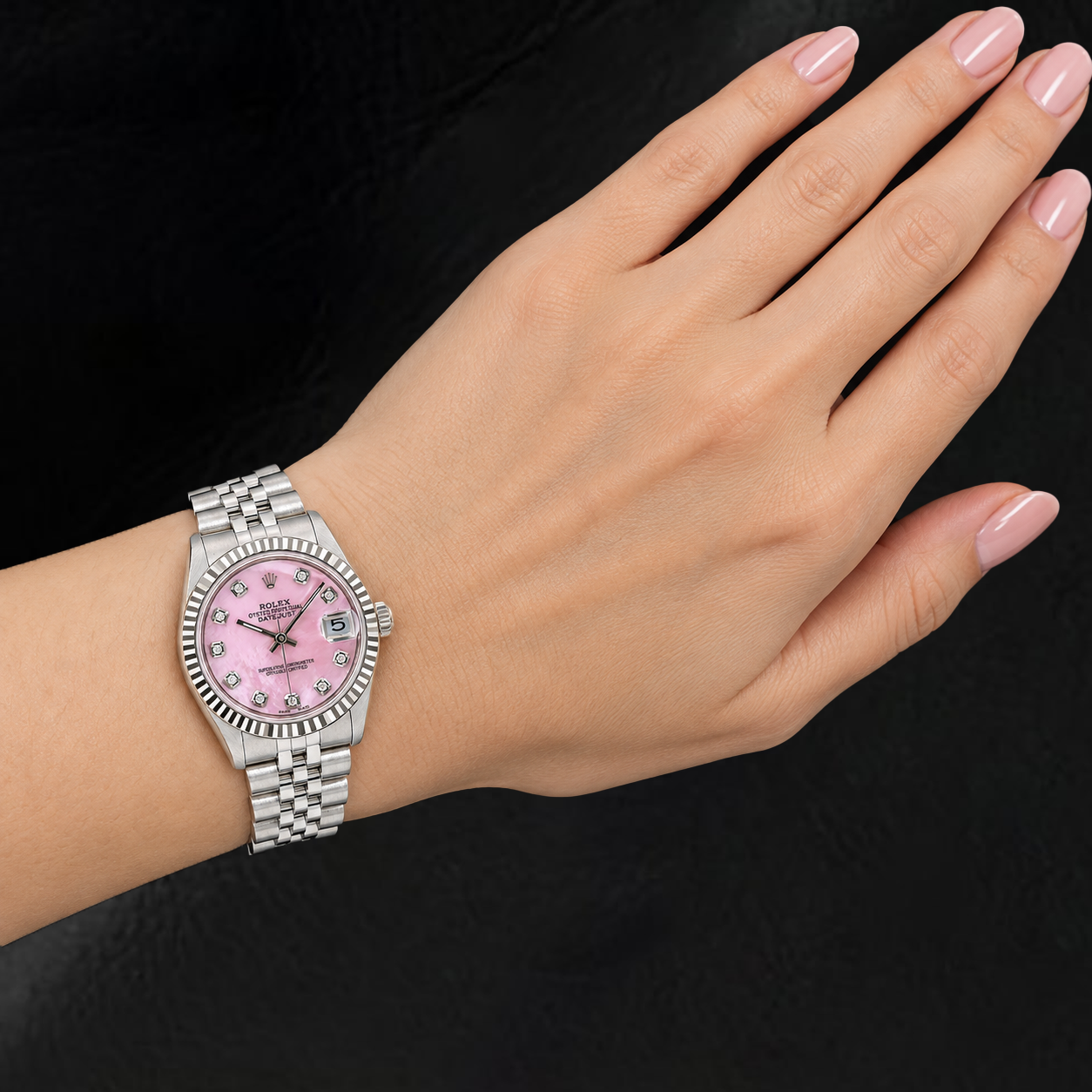 Rolex Datejust 31mm Pink Mother of Pearl Diamond Dial Stainless Steel