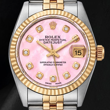 Rolex Datejust 31mm Pink Mother of Pearl Diamond Dial Two Tone Watch
