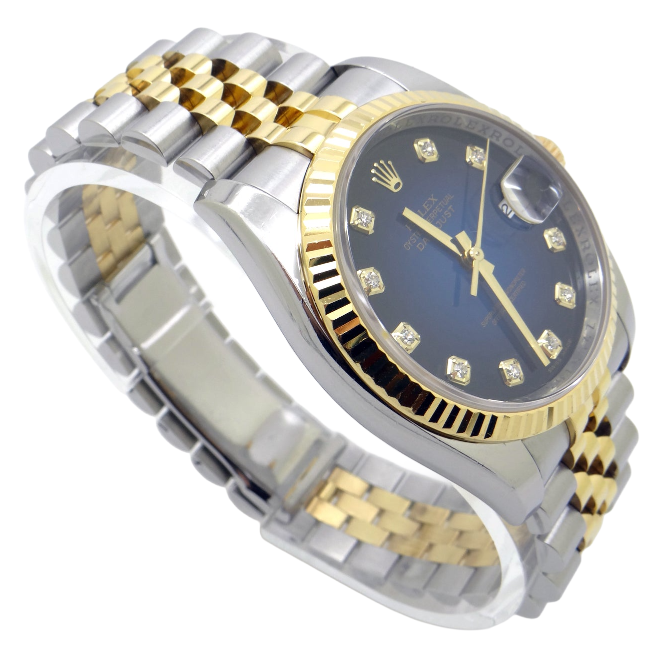 Rolex Datejust 36 Mm Men's Watch Diamond Dial Fluted Bezel QUICK SET