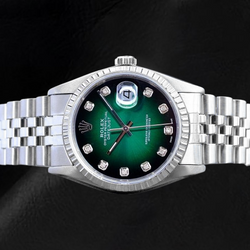 Rolex Datejust 36 mm Green Diamond Dial Stainless Steel Watch