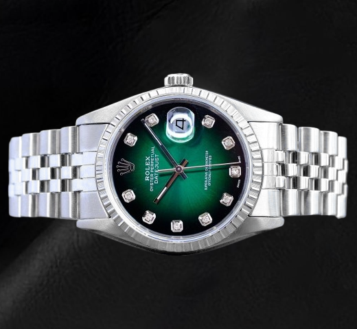 Rolex Datejust 36 mm Green Diamond Dial Stainless Steel Watch