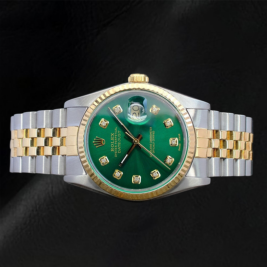 Rolex Datejust 36 mm Green Diamond Dial Two Tone Watch