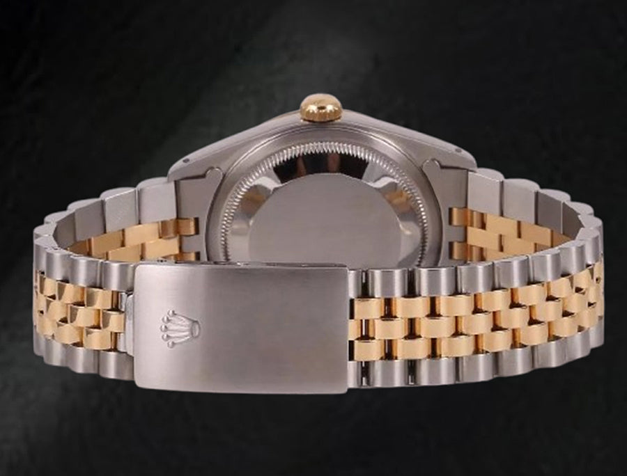 Rolex Datejust 36 mm Pink Mother Of Pearl Diamond Dial Two Tone Watch