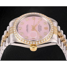 Rolex Datejust 36 mm Pink Mother Of Pearl Diamond Dial Two Tone Watch