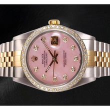 Rolex Datejust 36 mm Pink Mother Of Pearl Diamond Dial Two Tone Watch