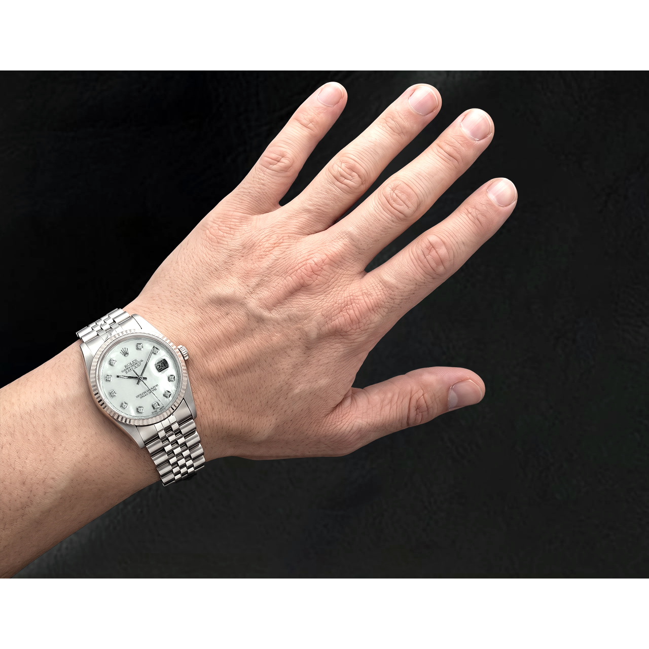 Rolex Datejust 36 mm White Mother Of Pearl Diamond Dial Stainless Steel Watch