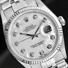 Rolex Datejust 36 mm White Mother Of Pearl Diamond Dial Stainless Steel Watch