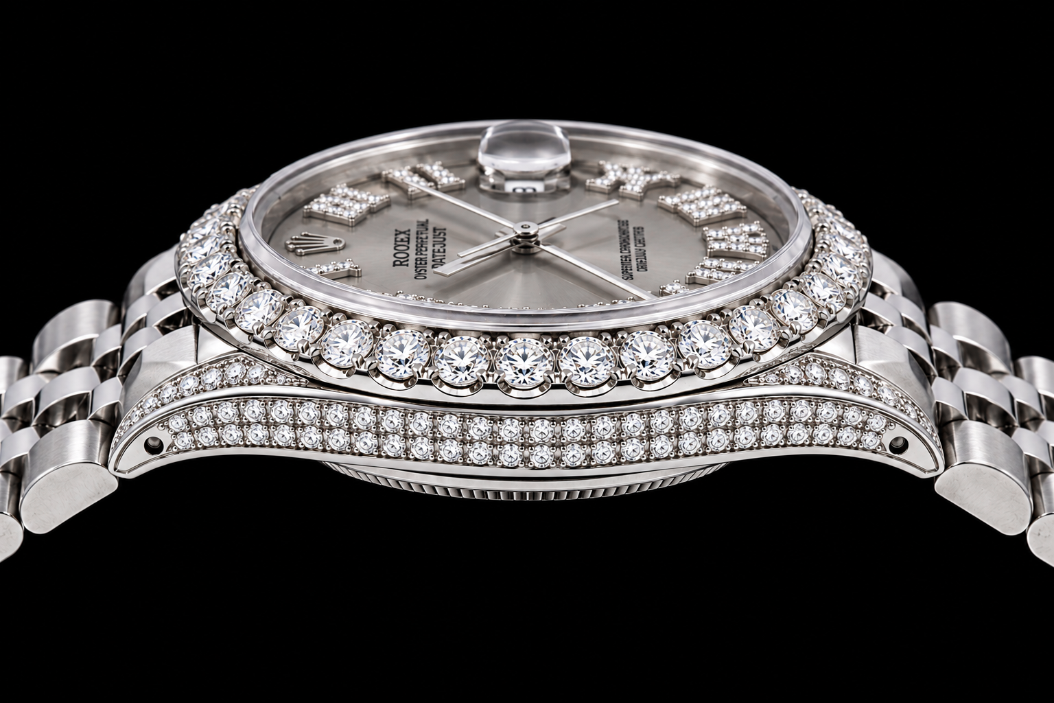 Rolex Datejust 16014 36mm Silver Roman Diamond Dial Stainless Steel Watch