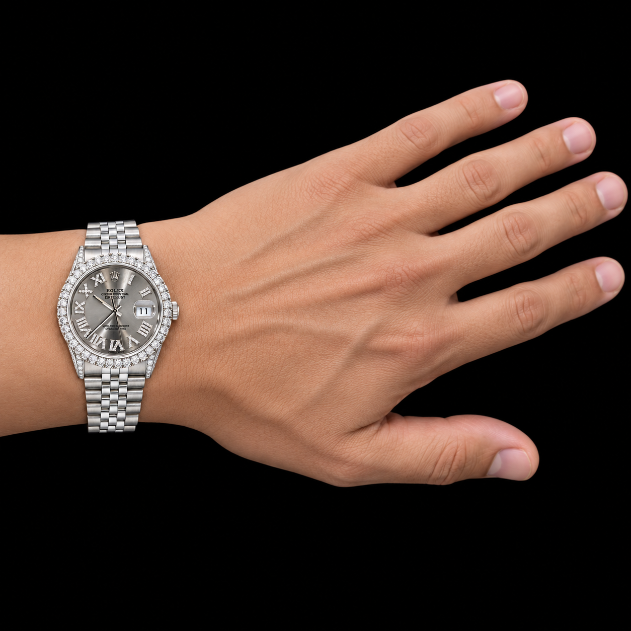 Rolex Datejust 16014 36mm Silver Roman Diamond Dial Stainless Steel Watch