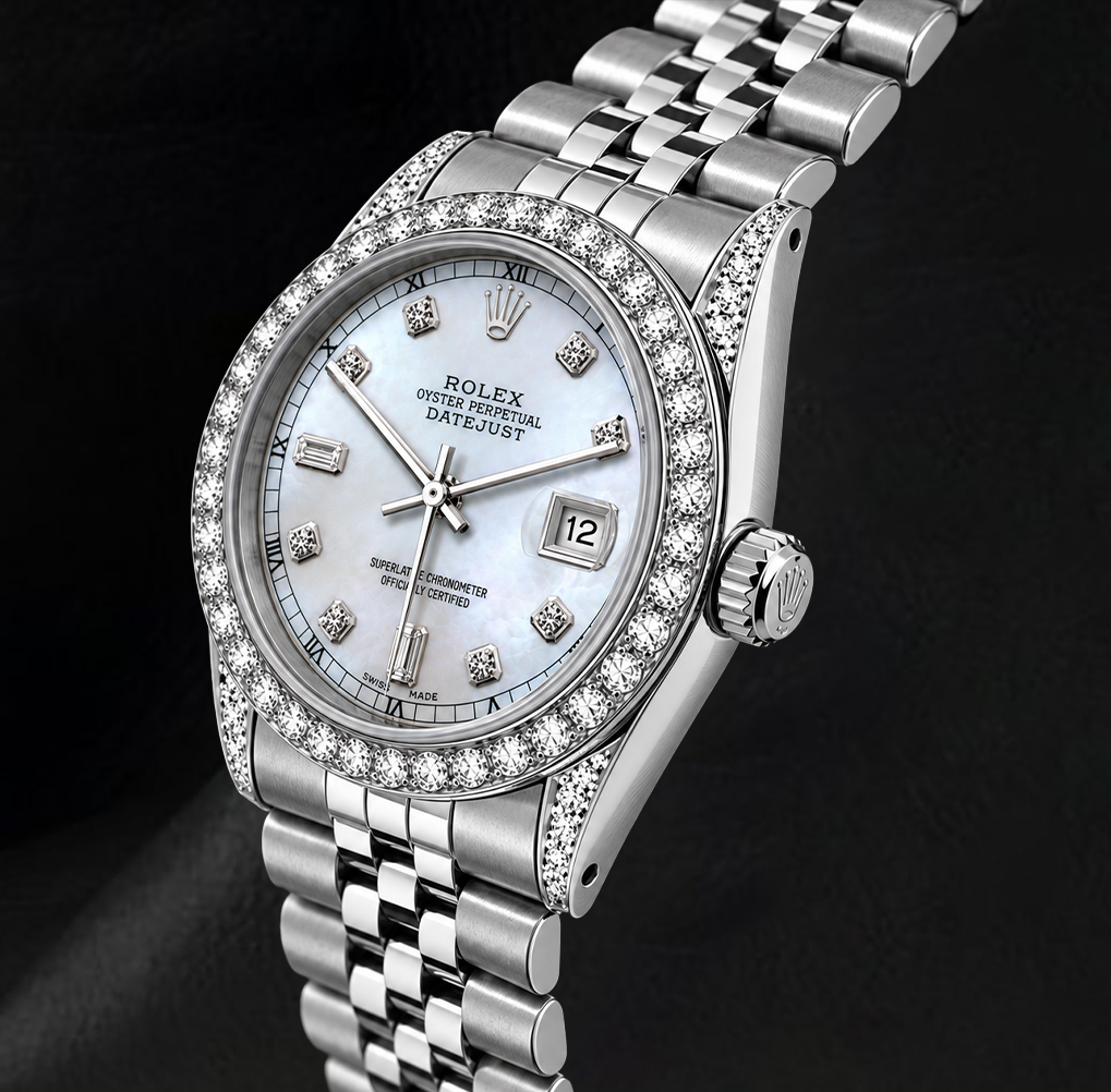Rolex Datejust 36mm 16200 White Mother of Pearl Diamond Dial Stainless Steel Watch