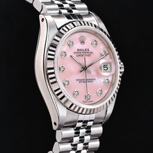 Rolex Datejust 36mm Pink Mother of Pearl Diamond Dial Stainless Steel