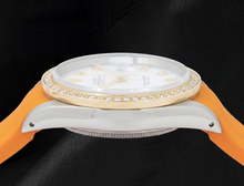 Rolex Datejust 16013 36mm White Diamond Dial Orange Rubber Strap Watch