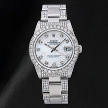Rolex Datejust 68240 31 mm White Mother Of Pearl Diamond Dial Stainless Steel Watch