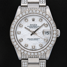 Rolex Datejust 68240 31 mm White Mother Of Pearl Diamond Dial Stainless Steel Watch