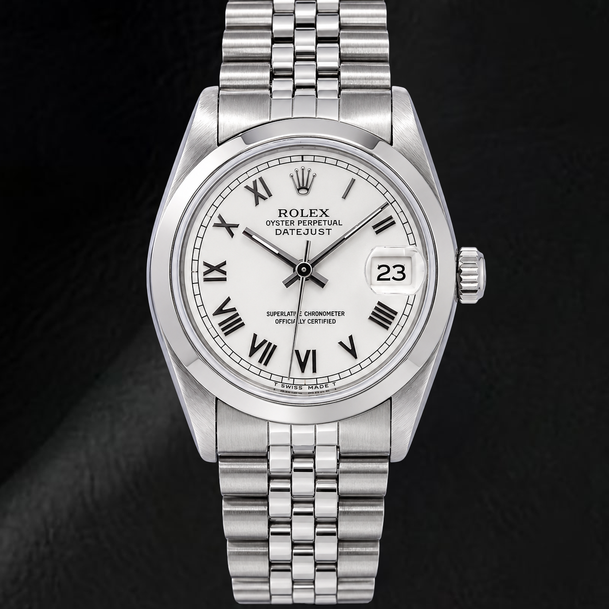 Rolex Datejust 68240 31mm White Roman Dial Stainless Steel Watch