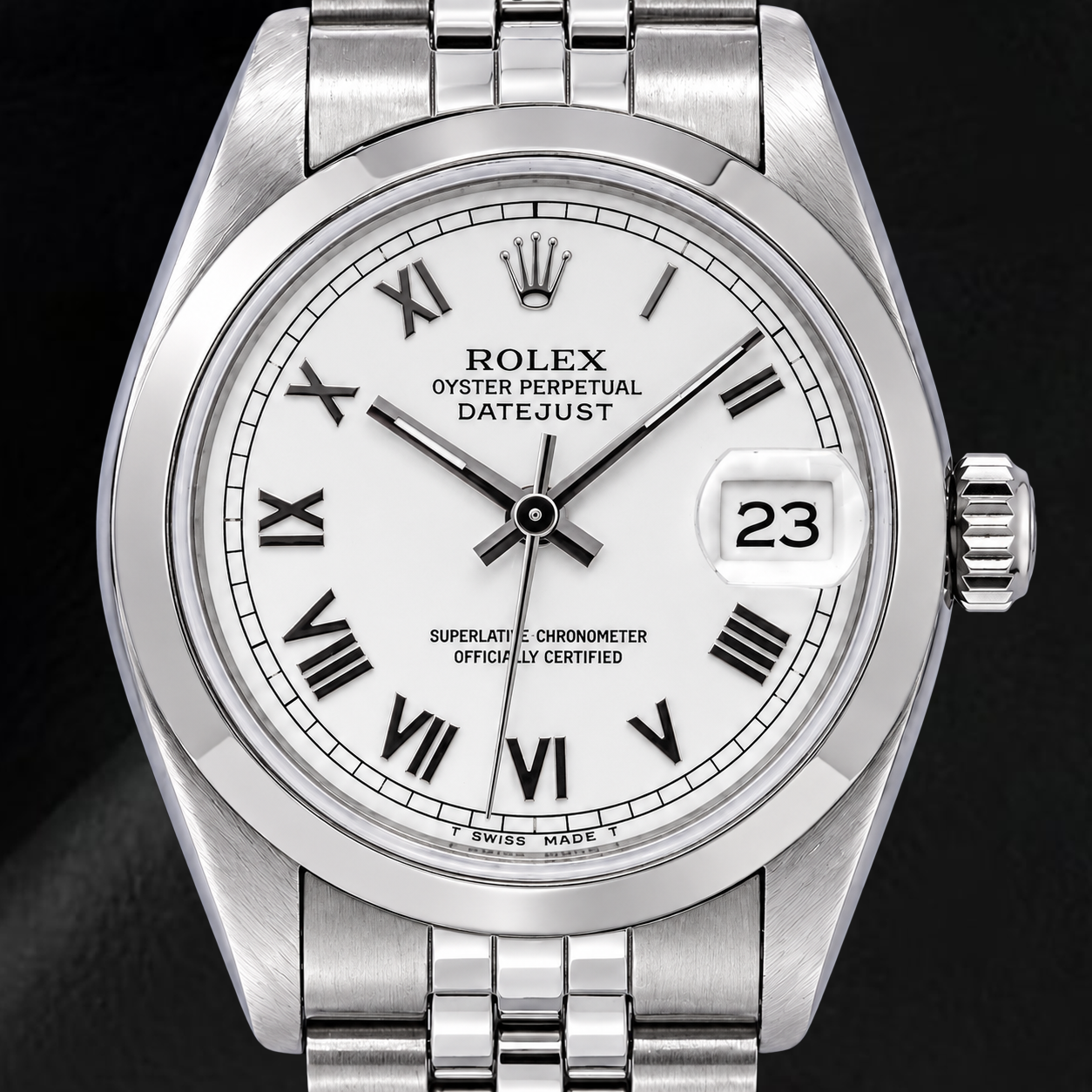 Rolex Datejust 68240 31mm White Roman Dial Stainless Steel Watch
