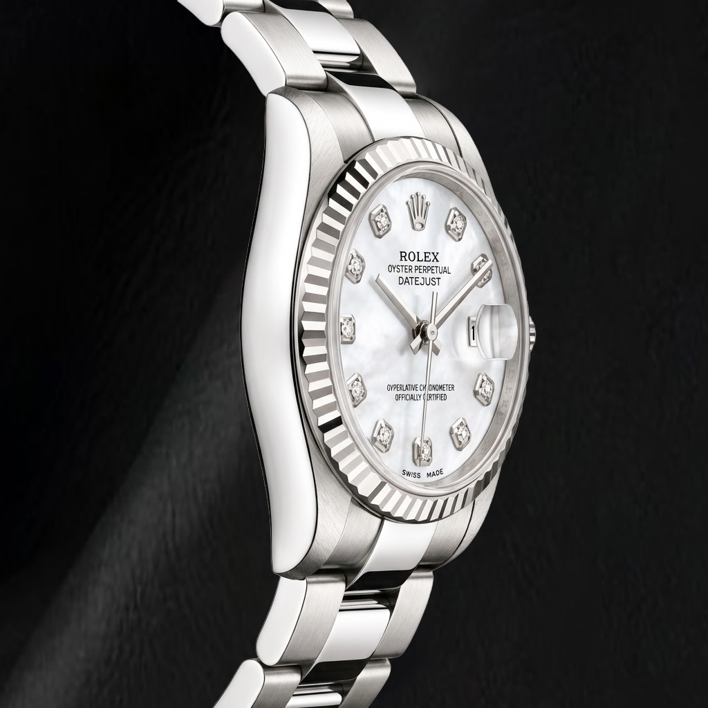 Rolex Datejust 68241 31mm White Mother Of Pearl Diamond Dial Stainless Steel Watch