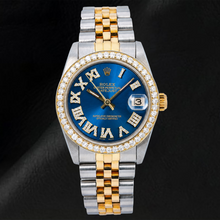 Rolex Datejust 6824 31mm Blue Roman Diamond Dial Two Tone Jubilee Bracelet Watch