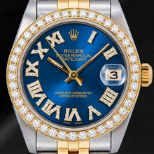 Rolex Datejust 6824 31mm Blue Roman Diamond Dial Two Tone Jubilee Bracelet Watch