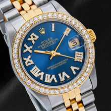 Rolex Datejust 6824 31mm Blue Roman Diamond Dial Two Tone Jubilee Bracelet Watch