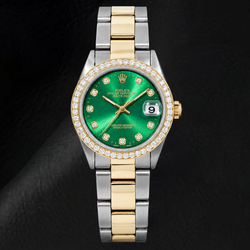 Rolex Datejust 6824 31mm Green Diamond Dial Two Tone Watch