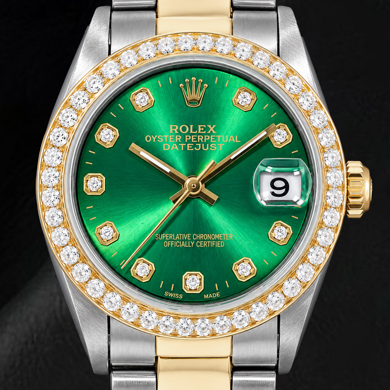 Rolex Datejust 6824 31mm Green Diamond Dial Two Tone Watch