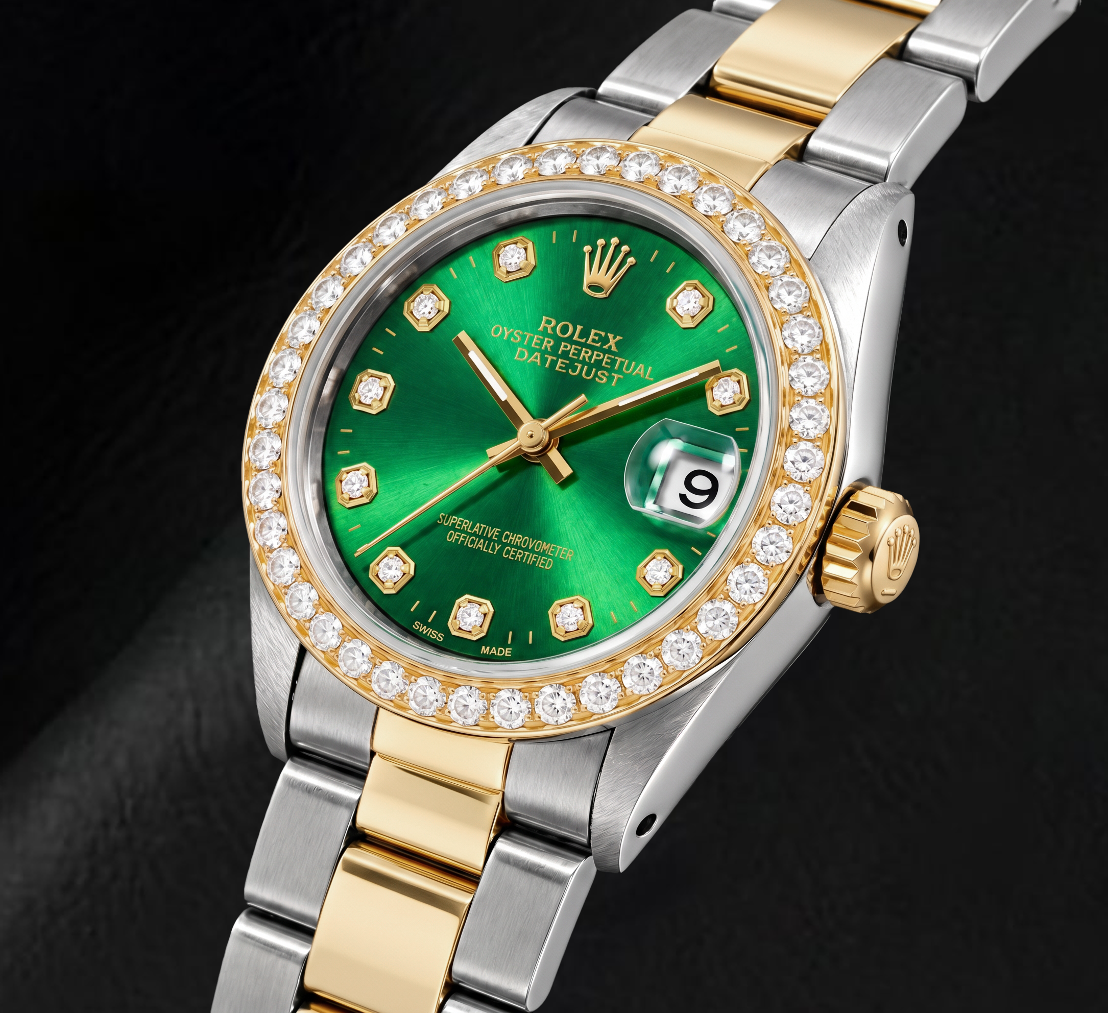 Rolex Datejust 6824 31mm Green Diamond Dial Two Tone Watch