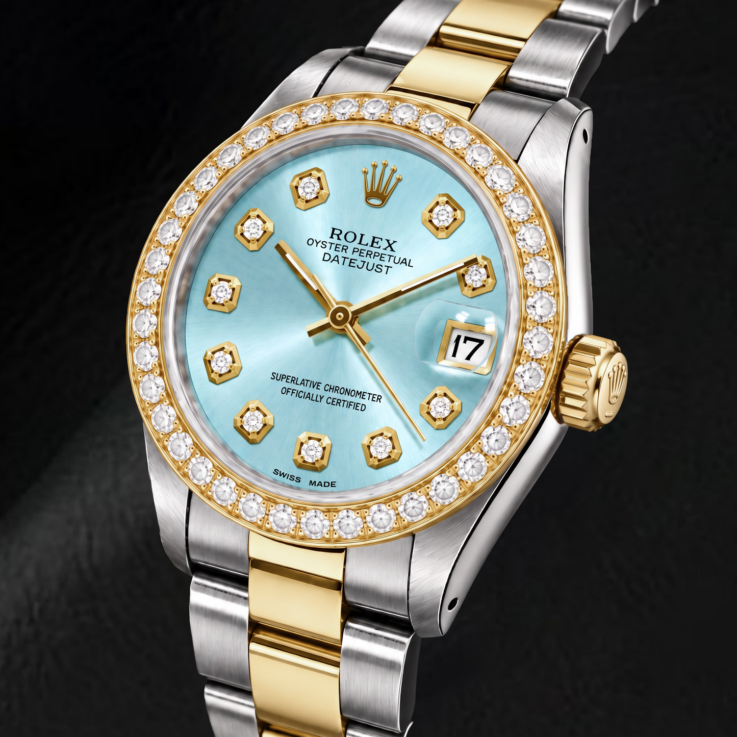 Rolex Datejust 6824 31mm Ice Blue Diamond Dial Two Tone Watch