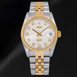 Rolex Datejust 6824 31mm Silver Jubilee Diamond Dial Two Tone Jubilee Bracelet Watch