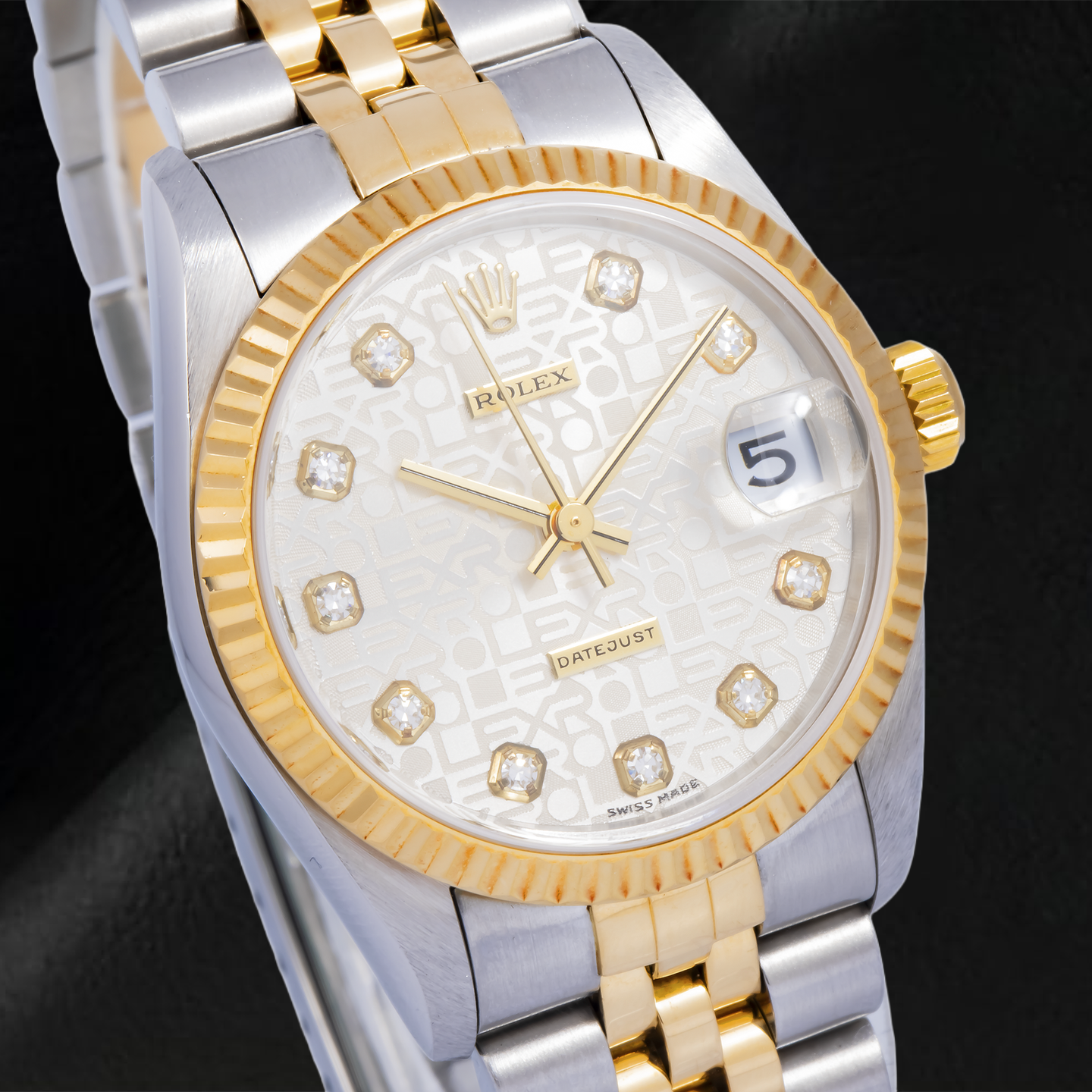 Rolex Datejust 6824 31mm Silver Jubilee Diamond Dial Two Tone Jubilee Bracelet Watch